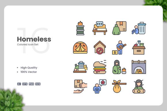 Homeless Colored Icons: A Modern Design Solution for Diverse Applications