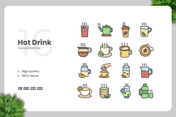 Hot Drink Colored Icons for Every Project