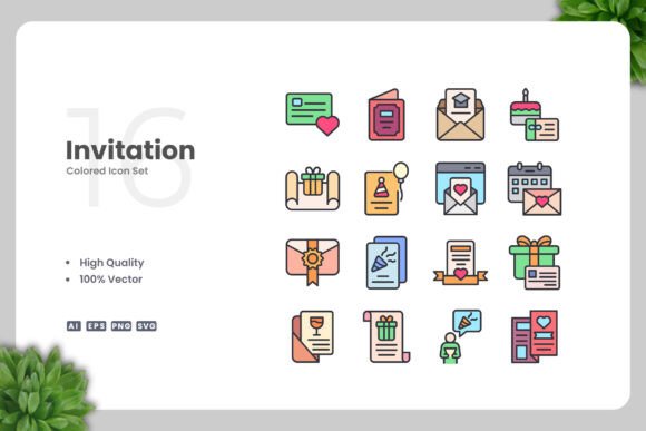 Invitation Colored Icons for Every Project