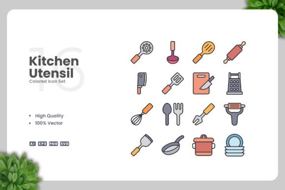 Kitchen Utensil Colored Icons