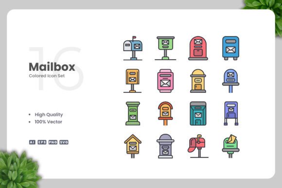 Mailbox Colored Icons for Clean Digital Design