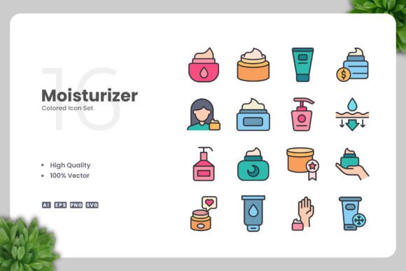 Moisturizer Colored Icons: A Versatile Design Solution for Modern Digital and Print Projects