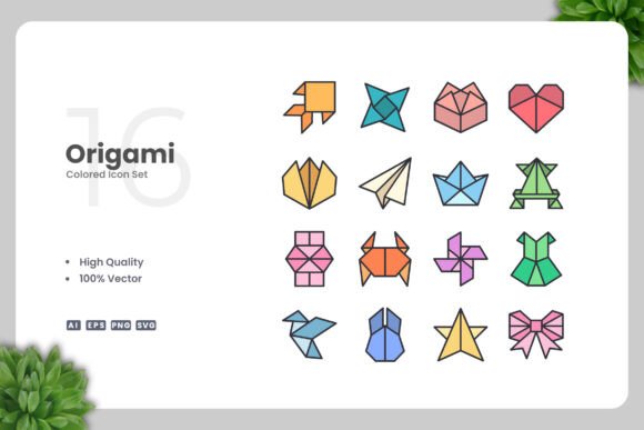 Origami Colored Icons for Clean and Flexible Design