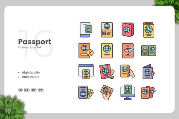 Passport Colored Icons for Versatile Design Projects