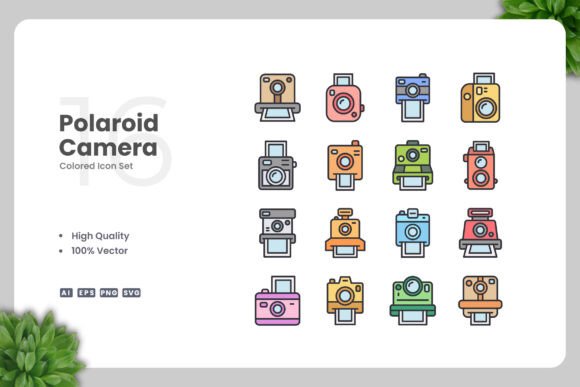 Polaroid Camera Colored Icons for Strategic Visual Communication