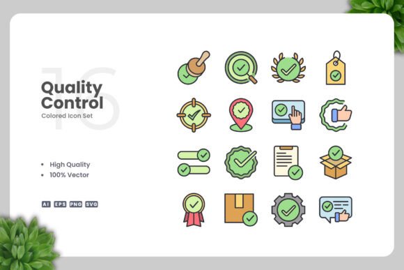 Quality Control Colored Icons for Clear Visual Communication