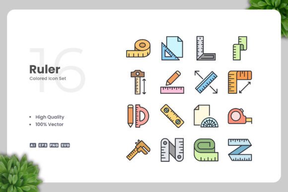 Ruler Colored Icons for Modern Design
