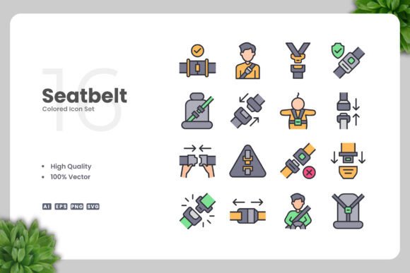 Seatbelt Colored Icons: A Practical Vector Set for Modern Design Projects