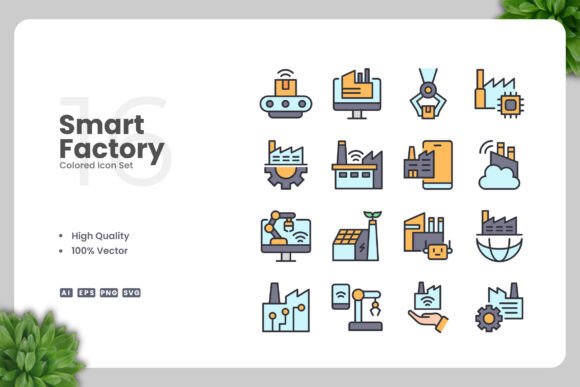 Smart Factory Colored Icons: Visual Clarity for the Age of Intelligent Manufacturing