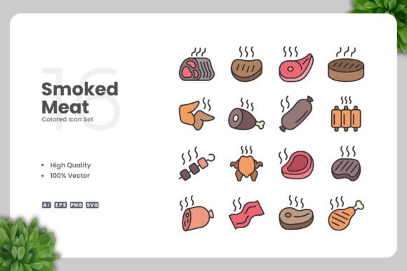 Smoked Meat Colored Icons: A Versatile Design Asset for Modern Projects