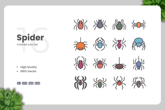 Spider Colored Icons for Clean Modern Design