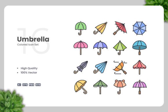 Umbrella Colored Icons: A Design Asset for Every Medium